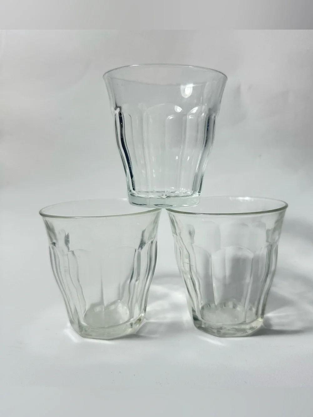 3 Vintage Duralex Picardie Glasses Clear 3.5” 8.89cm 25cl Made In France 70s 80s